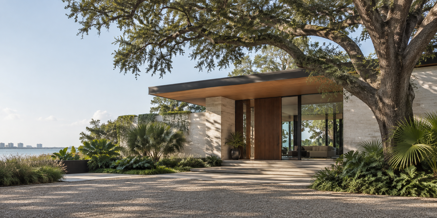 Contemporary Tampa residence beneath a mature live oak